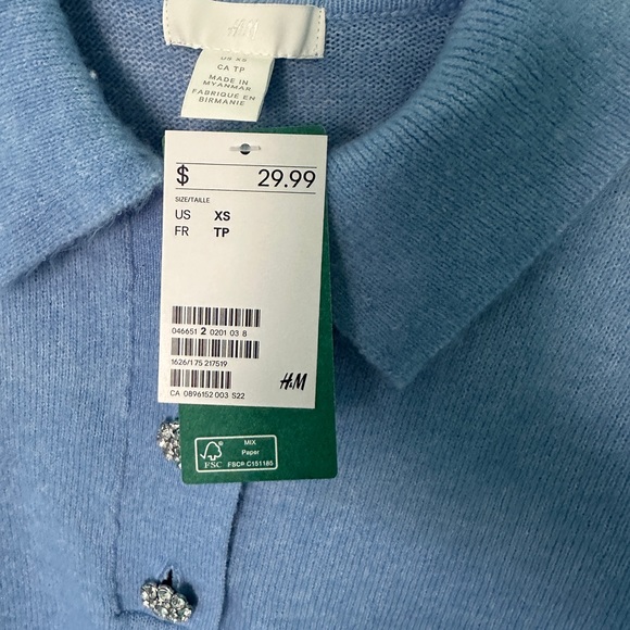 H&M Blue T-Shirt Size XS - Picture 3 of 4